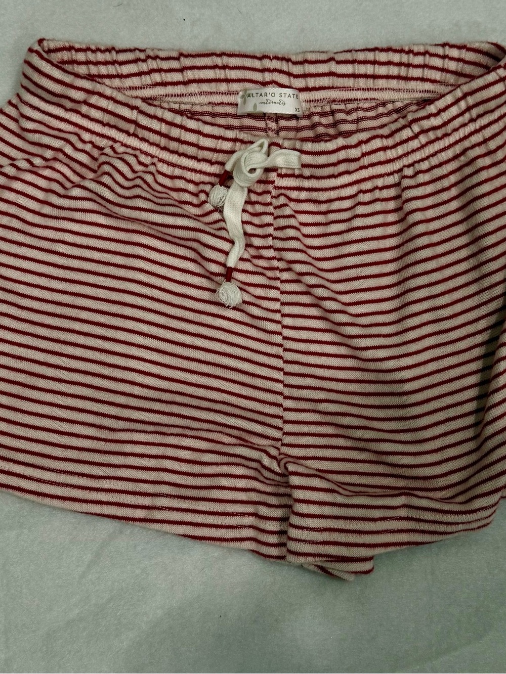 Altar'd State Red and White Striped Cotton Lounge Shorts